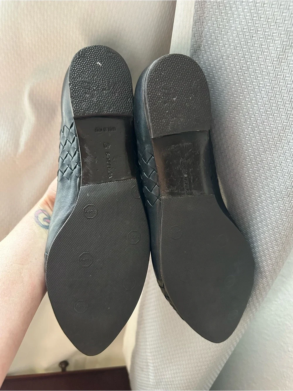 Bottega Veneta Black Woven Pointed Ballet Flats